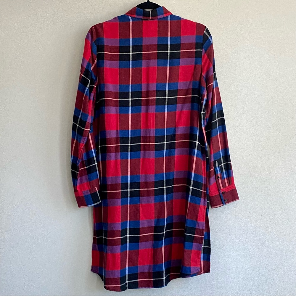 Express Long Button Down Plaid Duster Flannel Spl… - image 2